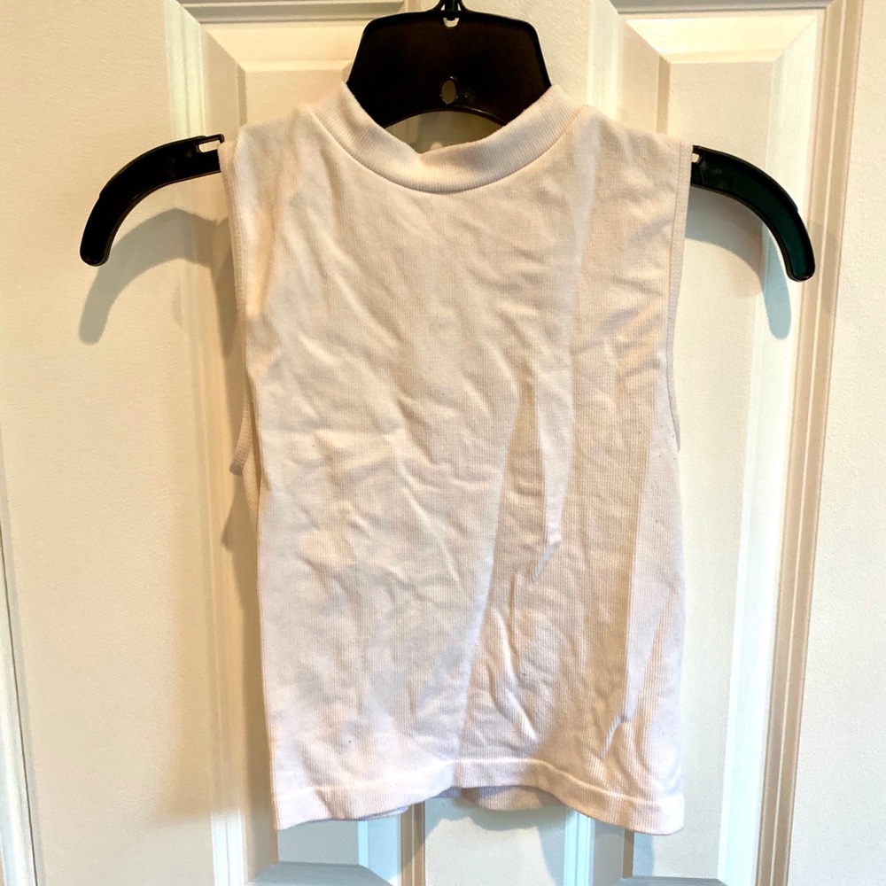 White mock neck crop top